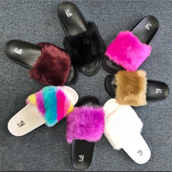 kali shoes fur slides